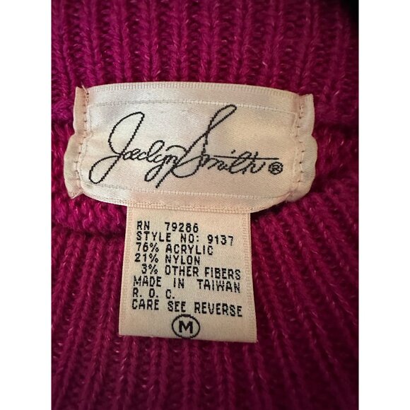Vintage Jaclyn Smith Beaded Sweater M Fuchsia Black Green Purple Acrylic Nylon - Picture 5 of 11